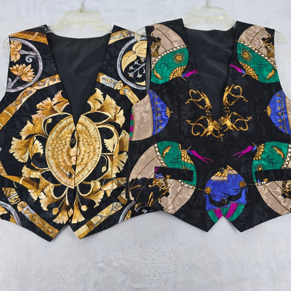 Rainbow Collection Vest Womens OS Baroque Celestial Print Black Gold AE141
